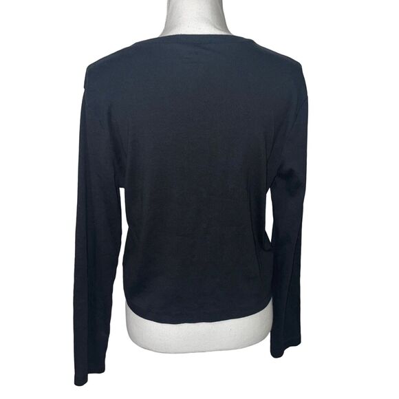 Tommy Jeans Black Cropped Long Sleeve Tee (XL) - Picture 3 of 4